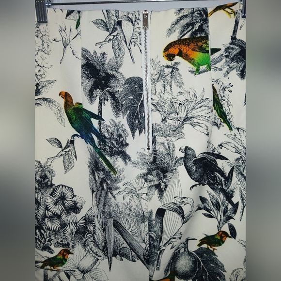 Catherine Malandrino women's size 2 tropical parrots toille print pencil skirt - Picture 5 of 9